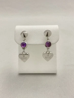 Pendientes amatista corazón logotipo GUCCI plata de ley 925 diseñador #210 Foto 1 de 4