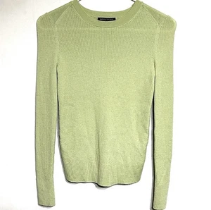 Maglione Banana Republic donna XS verde lana merino manica lunga pullover a costine - Foto 1 di 11