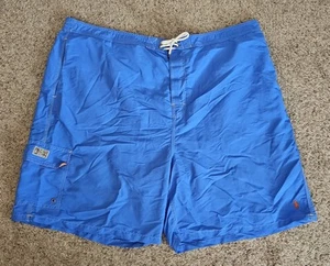 Polo Ralph Lauren Blue Swim Board Shorts Men 6XB Big Pocket Pony Logo Swimsuit - Picture 1 of 5