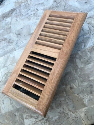 One piece wood curved 4 In. X 12 In. Oak Floor Diffuser - Image 1 of 2