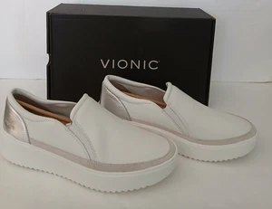 Neu Vionic Kearny Damen-Plateauslipper Sneaker weiß Gr. 10W ~ mit Karton - Bild 1 von 12