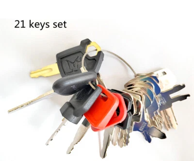 21pcs Heavy Equipment Construction Keys set for Case CAT Komatsu Bobcat  JD TCM - Image 1 of 4