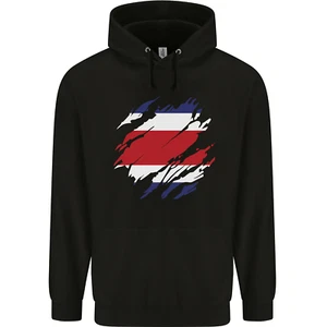 Torn Costa Rica Flag Rican Day Football Childrens Kids Hoodie - Picture 1 of 88