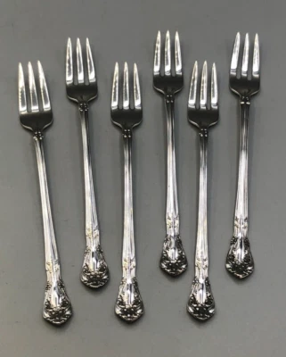 Juego de 6 tenedores de cóctel Chateau Rose de Alvin de plata de ley 5 5/8" Foto 1 de 4