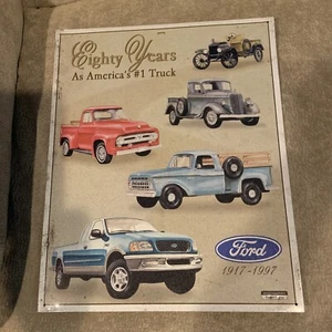 Ford Trucks Tin Metal Sign - 80 Years as America's #1 Truck - 1917 1997 - F-150 - Picture 1 of 9