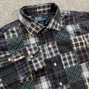 VINTAGE Polo Ralph Lauren Patchwork Plaid Shirt Adult XXL Regent Classic Madras - Picture 1 of 17