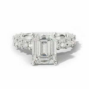 Solid 950 Platinum 4.50 Ct IGI Lab Grown Emerald Cut Diamond Engagement Ring - Picture 1 of 11