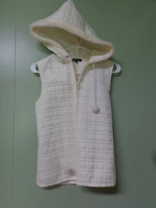women's off-white puffy vest w/hood size PS by For Cynthia EUC - Picture 1 of 2