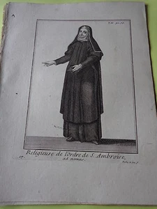 1 GRAVURE XVIIIème RELIGION RELIGIEUSE de l'Ordre de Saint Ambroise - Bild 1 von 1