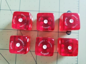 Vintage JERRY'S HOTEL • CASINO Clear Red Dice, Lot Of 6! Las Vegas Gaming - Picture 1 of 12