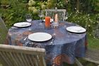 Tischdecke Provence 160 cm rund blau Blten und Farn aus Frankreich pflegeleicht