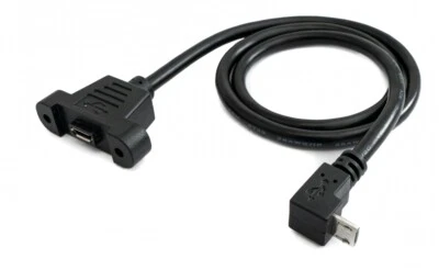 Cavo USB 2.0 50 cm Micro B femmina a maschio adattatore vite angolo nero - Immagine 1 di 4