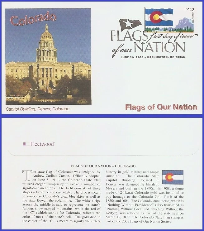 USA4 #4280 U/A FLEETWOOD FDC   Colorado Flag - Image 1 of 1