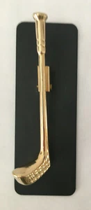 Vintage Brass Golf Club Memo Clip Paperweight Gold-Plated Desktop Accessory 6" - Picture 1 of 4