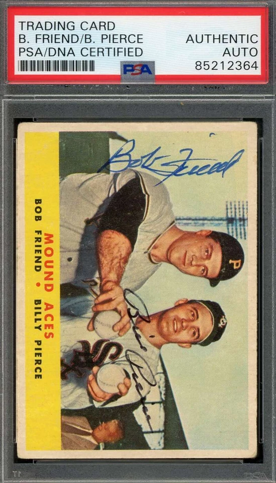 Bob Friend Billy Pierce PSA DNA Signed 1958 Topps Mound Aces Autograph - Image 1 of 1