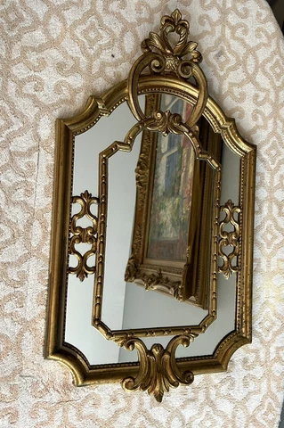 Vintage Italian Molded hard plastic ornate frame with arch mirror Cover