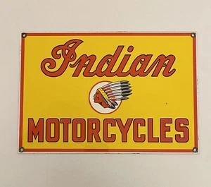 Letrero de porcelana Indian Motorcycles vintage concesionario ventas y servicio gasolinera. - Imagen 1 de 7