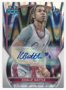 KALIF BATTLE 2023 BOWMAN UNIVERSITY CHROME LAVA REFRACTOR #66 SP AUTO #068/199 - Picture 1 of 2