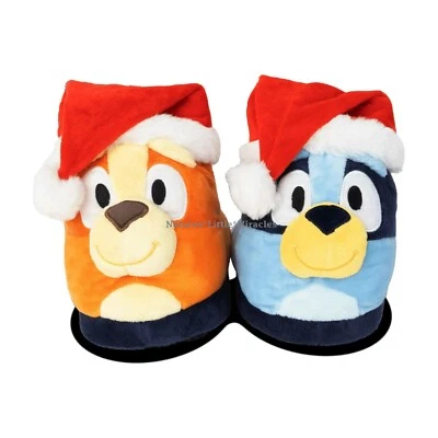 Bluey & Bingo Slippers Christmas Toddler Boys Girls Size 5 6 7 8 9 10 Dog Santa - Image 1 of 4