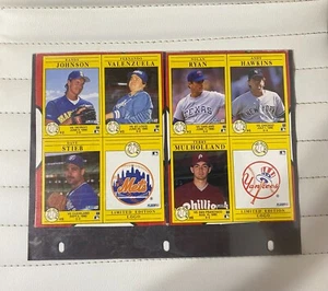 Fleers 1991 BOX BOTTOM CARDS Wax Boxes set 8 carte-2 PANNELLI NON TAGLIATI vedi scansione. - Foto 1 di 5