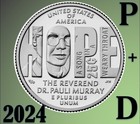 2024 P & D American Women Quarters -Reverend Dr. Pauli Murray - 2 coins Set Unc