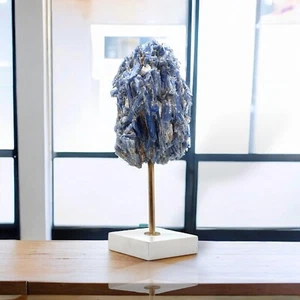 Blue Kyanite on White Stand in Matrix of Quartz Crystal Freeform Weighs 3 lbs. - Picture 1 of 21