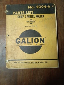 Lista de piezas de rodillos de 3 ruedas Galion Chief No. Manual de operador 2094-A R2 41485-UP - Imagen 1 de 5