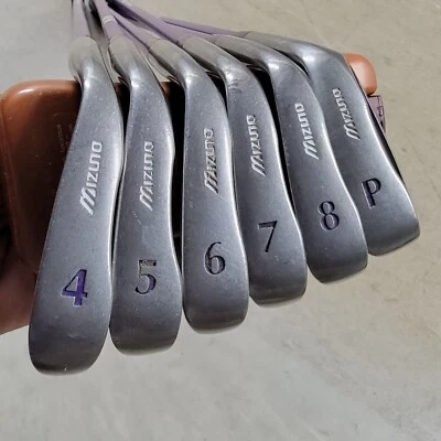 Mizuno Silver Cup 4,5,6,7,8,P Mid Sz Iron Club High Perf.Graphite R.Hand Purple  - Image 1 of 4