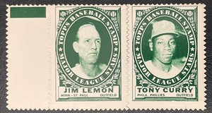 1961 TOPPS STAMP PANELS MLB #NNO Jim Lemon Twins Tony Curry Phillies With Tab NM