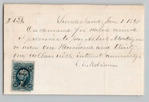 R32a revenue stamp on1867 hand written draft, Sunderland Mass - Picture 1 of 4