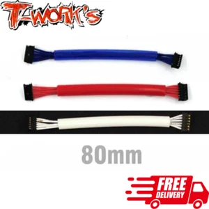 T-work's Bushless Motor Sensor Cable 80mm Blue Red White RC Car Truck Hobbywing - Picture 1 of 4