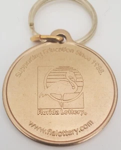 RARE 1990's Florida Lottery Key Ring SCRATCH OFF Gold Coin HTF NEW Old Stock - Picture 1 of 4
