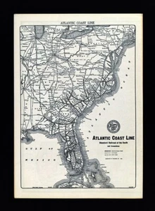 1936 Poole Bros Railroad Map Atlantic Coast Line Virginia Florida GA NC SC RR - Picture 1 of 3