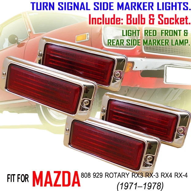 PARA MAZDA RX3 RX4 929 PASTILLA INTERMITENTE LUCES MARCADORAS LATERALES LENTE ROJO X4 PLÁSTICO Foto 1 de 4