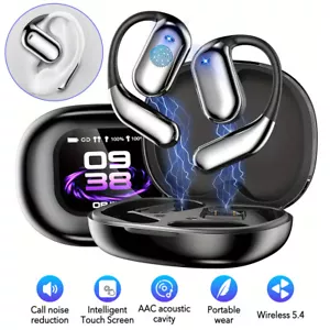 Open-Ear Bluetooth 5.4 Headphone Wireless Earbuds Earhook Headset Touch Screen - Picture 1 of 26