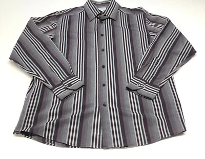 Concepts By Claiborne Shirt Striped Black Size M Long Sleeves Collared Black - Image 1 of 4