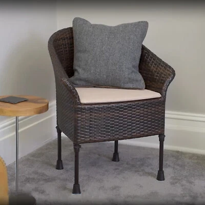 Adjustable Height Bedroom Basket Weave Commode Chair With Padded Seat - Brown