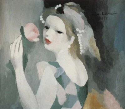 Mujer con Rosa por Marie Laurencin - Ballet Cubista Modernismo Arte Impresión en Marco Foto 1 de 2