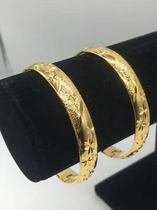 24k 24ct Carat Lady’s Gold Filled Bangle Bracelet Small Wrist Size 2.6 Ref:-511 - Picture 1 of 5