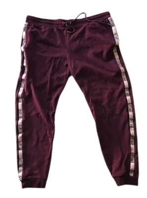 Guess Womans Sweat Pants Size XL Burgundy Elasitic Waist Jogger Style Pocket - Image 1 of 4