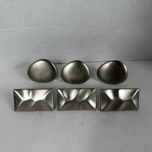 Total Michael Aram Brushed Nickel Knob Drawer Pulls 3 Oval Stone 3 Rectangle - Picture 1 of 24