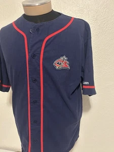 Vintage Columbus Blue Jackets Hockey Baseball Jersey Pro Edge Size Large - Picture 1 of 5