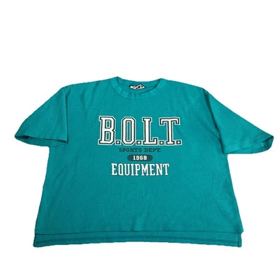 Винтажная укороченная рубашка вафли Lightning Bolt XXL 1980-е оборудование - Изображение 1 из 4