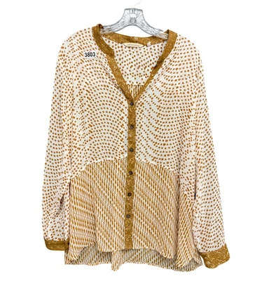 Blusa Camisa Soft Surroundings Eliza Punto Mujer Dorado Blanco 1X Foto 1 de 4