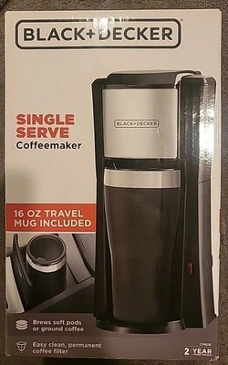 BLACK+DECKER CM618 Single Serve Soft Pods Or Ground Coffee Black New Free Ship.  - Image 1 of 4
