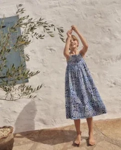 Vestido midi largo con tirantes Mini Boden 9-10 forrado en Y 100 % algodón - Imagen 1 de 10