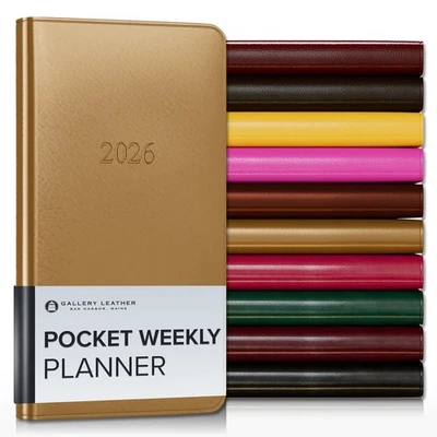 Gallery Leather Pocket Weekly Monthly Planner 2026, Elegantly Bound Calendar ... - Image 1 of 4