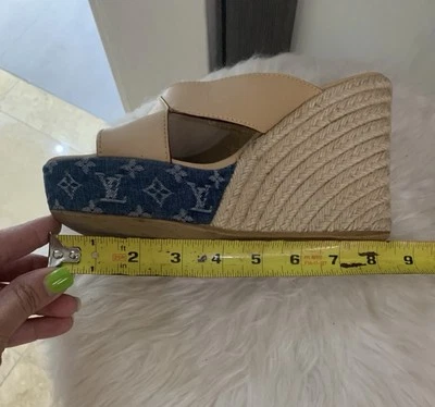 Alpargata cuñas Louis Vuitton azul denim monograma  Foto 1 de 4