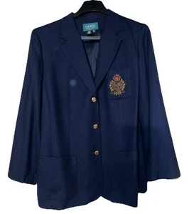 Chaqueta Blazer Lauren Ralph Lauren Unit Mujer S Azul Marino Pecho Único Tres Botones - Imagen 1 de 11