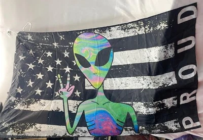 Psychedelic Alien Tapestry Flag - Image 1 of 3